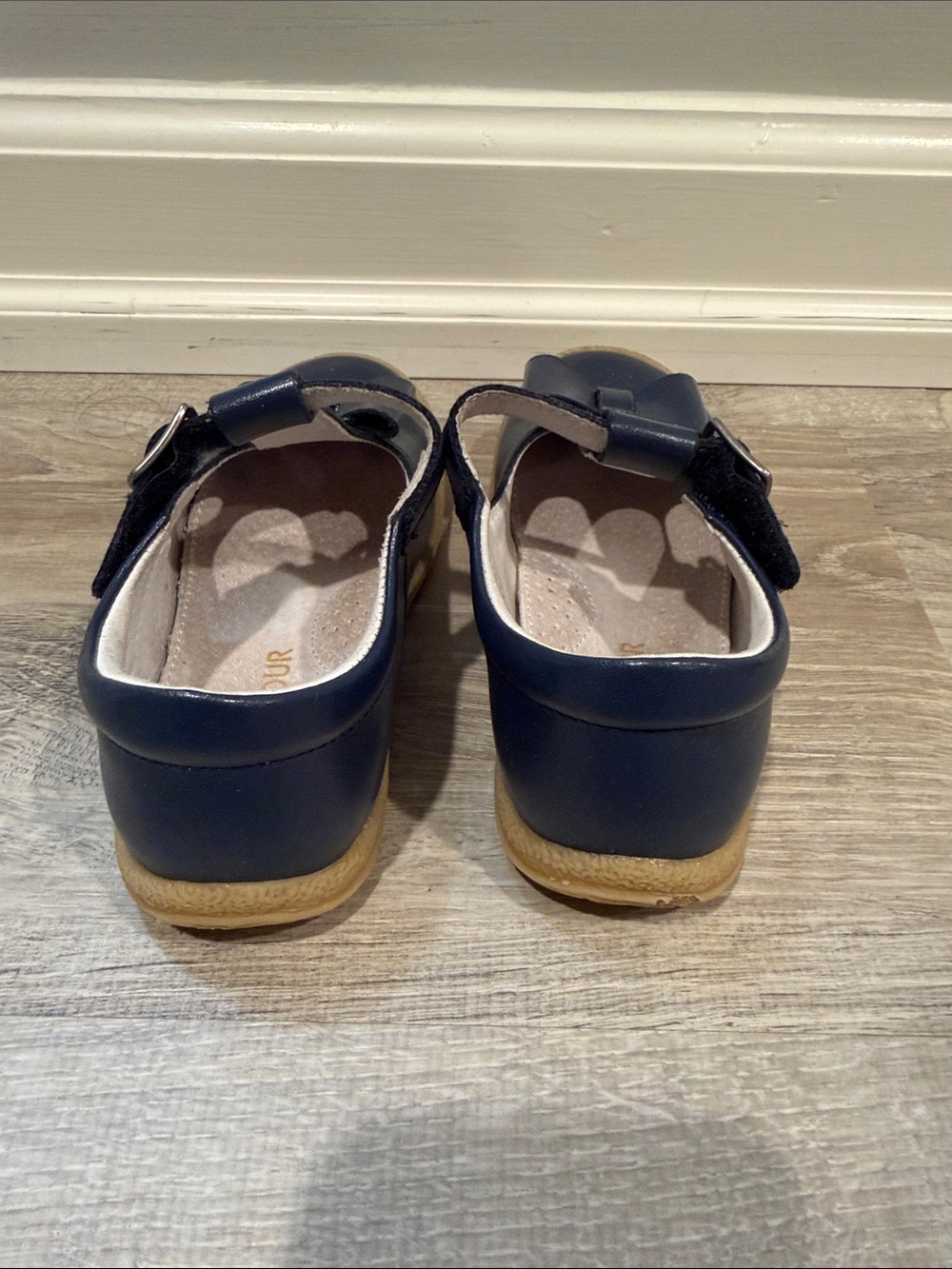 L'Amour Navy T-Strap Bow Dress Shoes for Kids - Picture 6 of 6